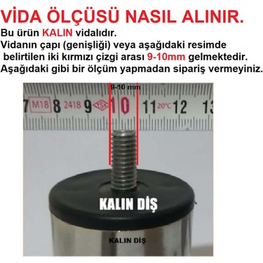 Baza Ayağı Metal Krom Ayak M10 Kalın Vidalı 15 Cm